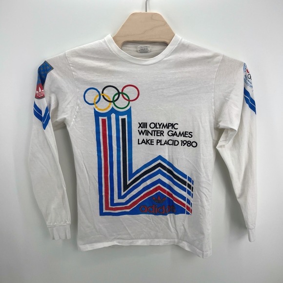 adidas Other - Adidas Olympic Winter Games 1980 Mens M White Vintage Long Sleeve Graphic Tee